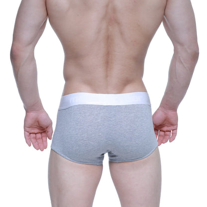 MetroMaleWear Elemental boxer brief in gray heathered fabric with a solid white waistband for comfortable wear