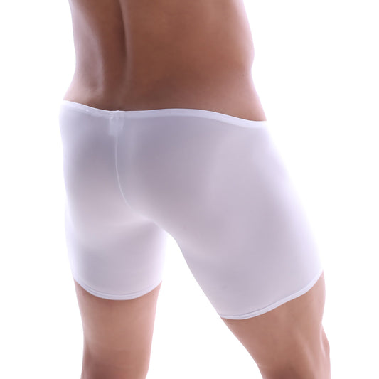 MetroMaleWear minimo long boxer white 2034-00 white sheer mesh briefs with smooth form-fitting design