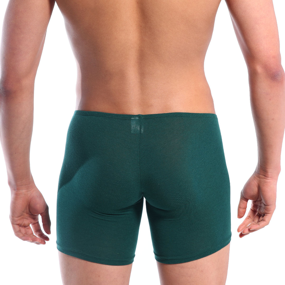 Metro male wear minimo long boxer pine green form-fitting boxer briefs with smooth stretchy fabric and subtle texture
