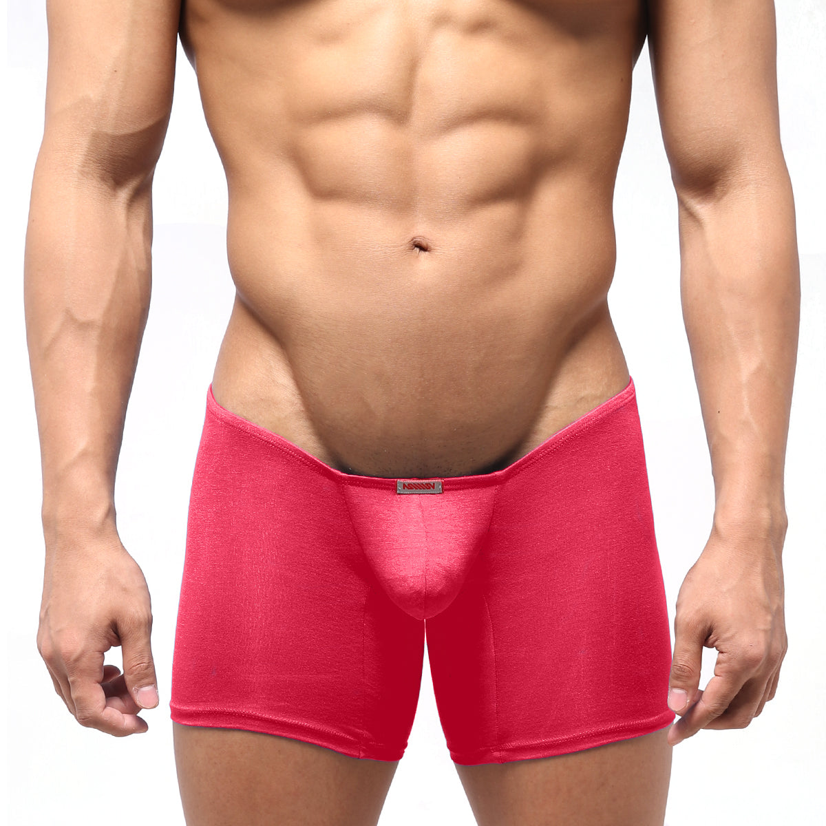 MetroMaleWear Minimo long boxer red bright pink form-fitting smooth fabric men’s boxer briefs with waistband tag