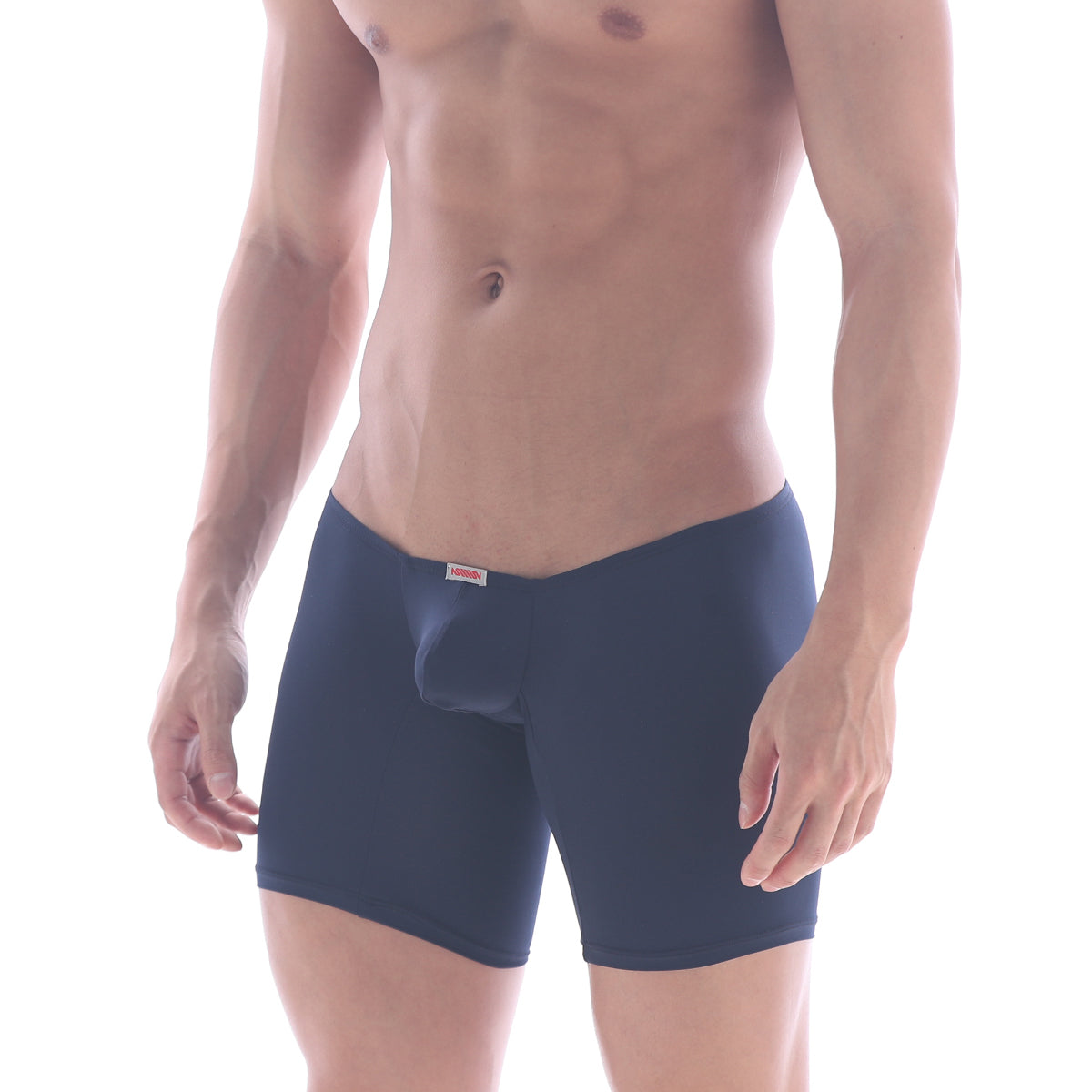 Navy blue men’s briefs metro male wear minimo long boxer with supportive pouch and elastic waistband