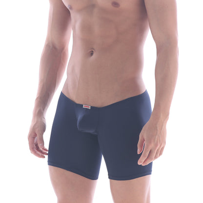 Navy blue men’s briefs metro male wear minimo long boxer with supportive pouch and elastic waistband
