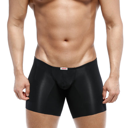 MetroMaleWear naked mid boxer black 2034-30 men’s sleek satin finish form fitting boxer briefs with red waistband tag