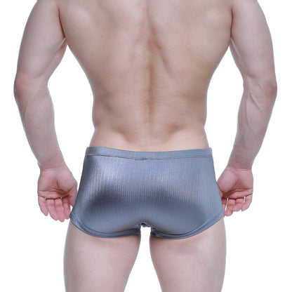 Silver metallic ribbed briefs from MetroMaleWear enhancement boxer metal 2043-10 showcasing textured fabric design