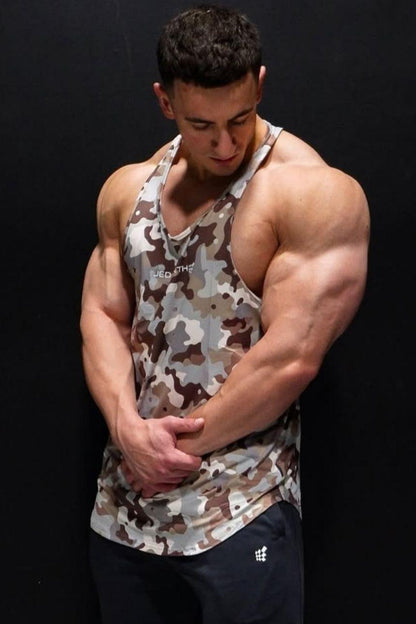 Jed North Men's Graphic Muscle Stringer - Khaki Camo