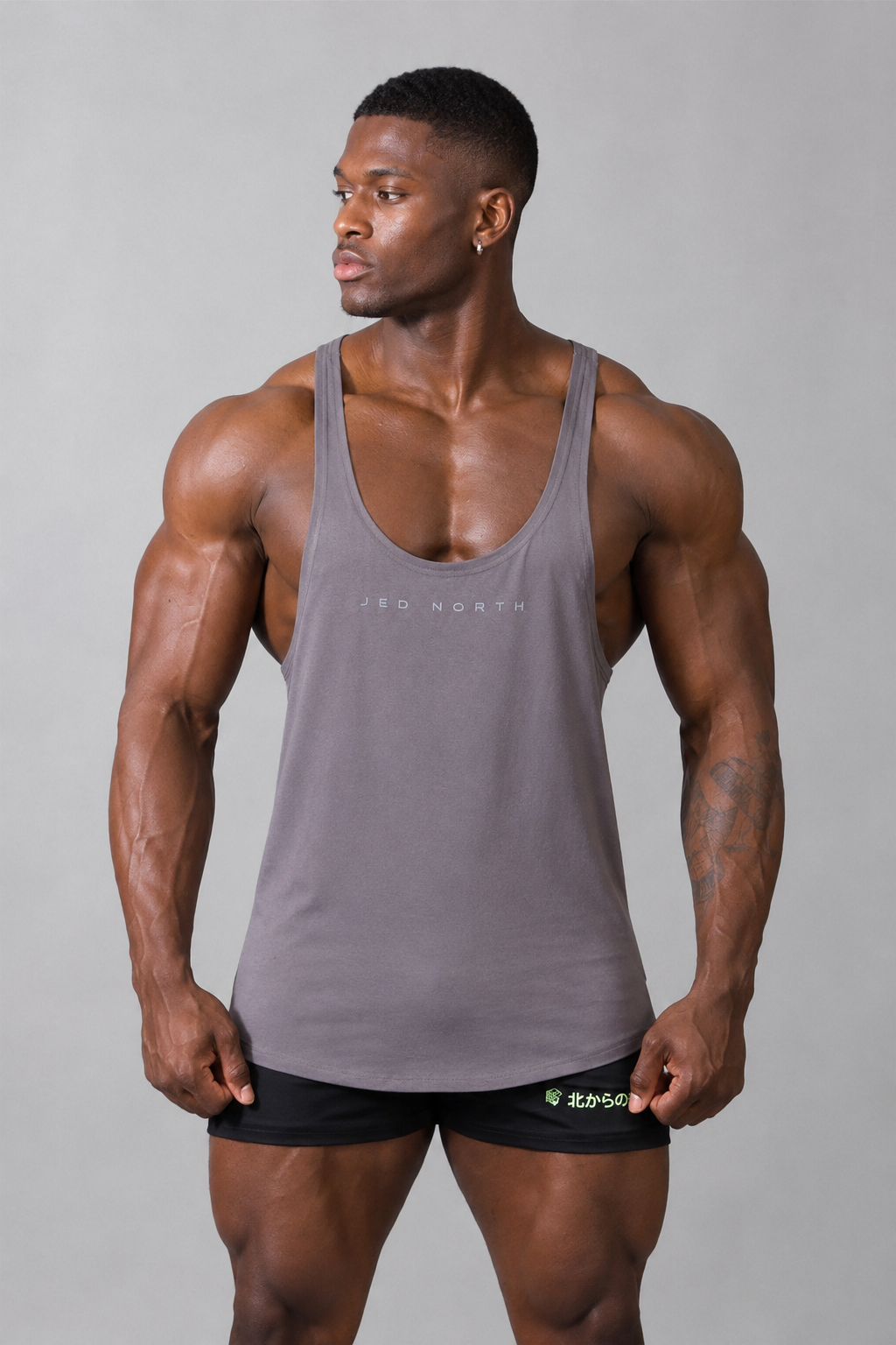 Jed North Men's Classic Bodybuilding Racerback Stringer - Steel Gray