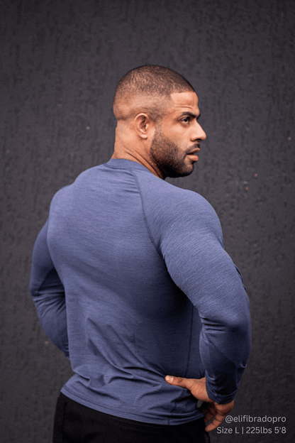 Jed North Men's Agile Long Sleeve Activewear Training Tee - Steel Blue