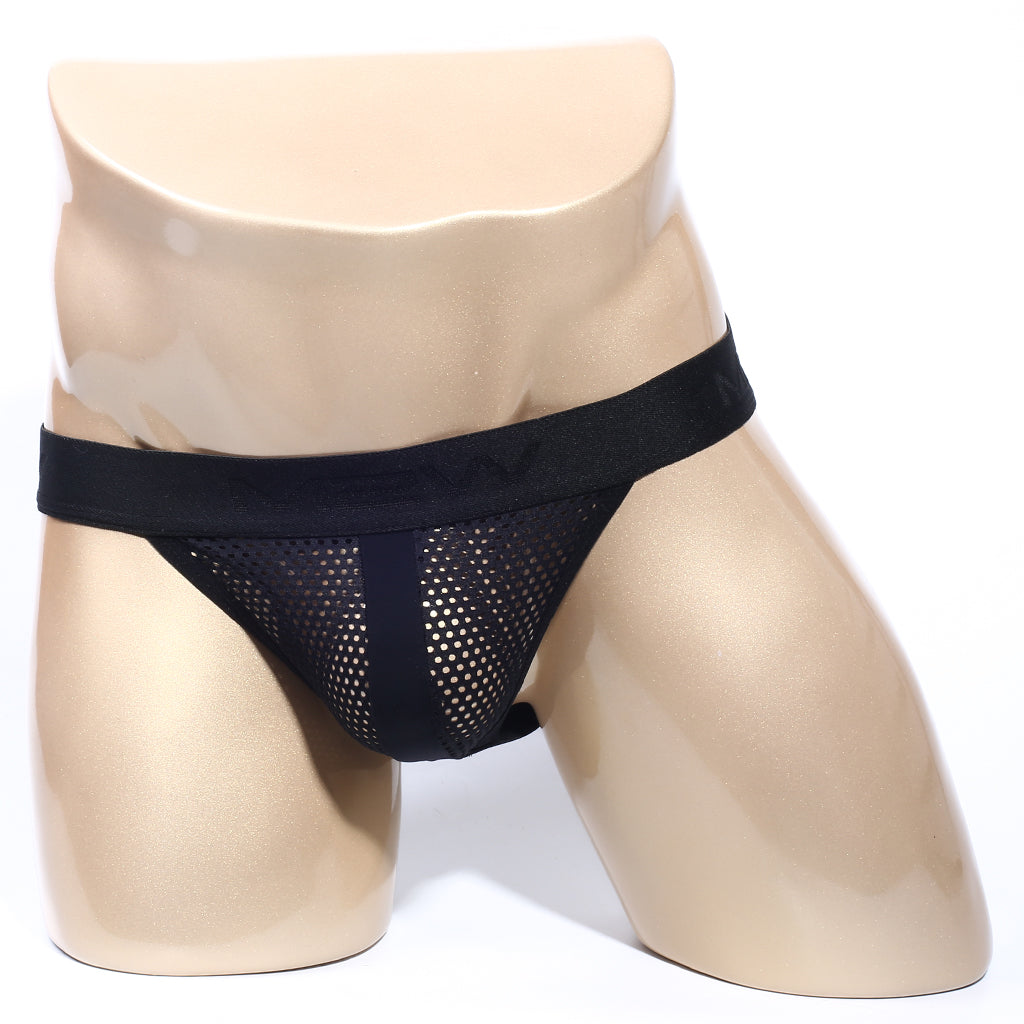 MetroMaleWear SANTACRUZ jock strap black mesh briefs with solid elastic waistband for comfortable support