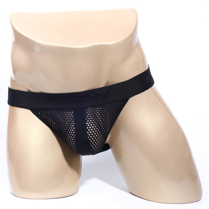 MetroMaleWear SANTACRUZ jock strap black mesh briefs with solid elastic waistband for comfortable support