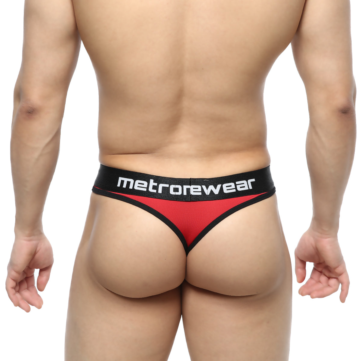 Metro male wear martini thong red 2112-12 red and black sleek minimalist metrowear thong front view