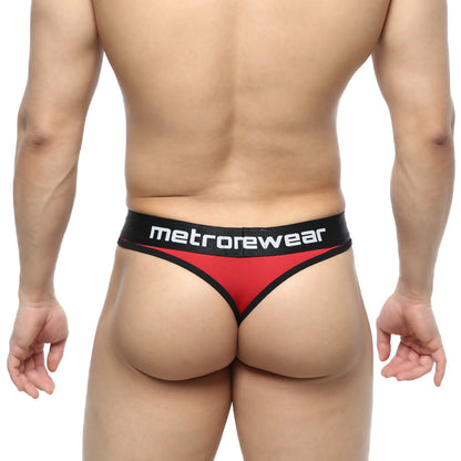 Metro male wear martini thong red 2112-12 red and black sleek minimalist metrowear thong front view