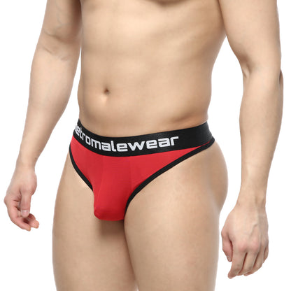Red and black men’s thong with metromalewear branded waistband metroMaleWear martini thong red 2112-12