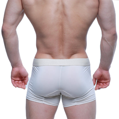 White athletic briefs with matching elastic waistband by metroMalewear model maintenant boxer brief beige 2122-04