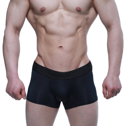 Black mens boxer briefs with black elastic waistband and subtle nevv branding metro malewear maintenant 2122-20