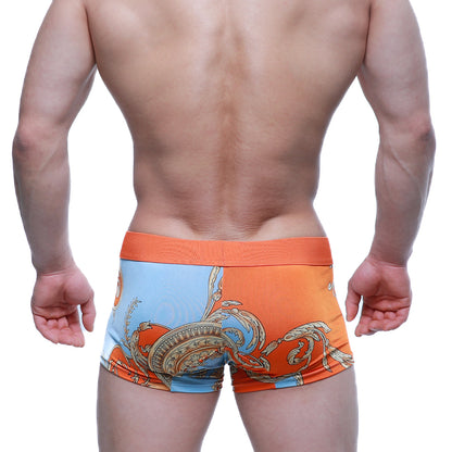 MetroMaleWear Maintenant boxer brief orange 2122-68 with orange and light blue paisley patterned fabric
