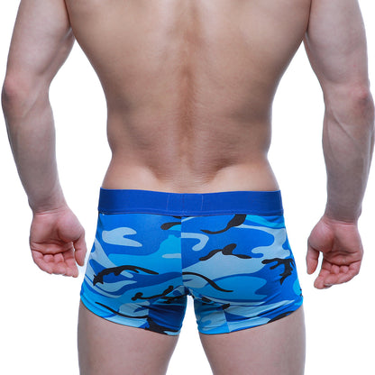 MetroMaleWear Maintenant boxer brief blue 2122-70 features blue camouflage pattern and solid blue waistband for men