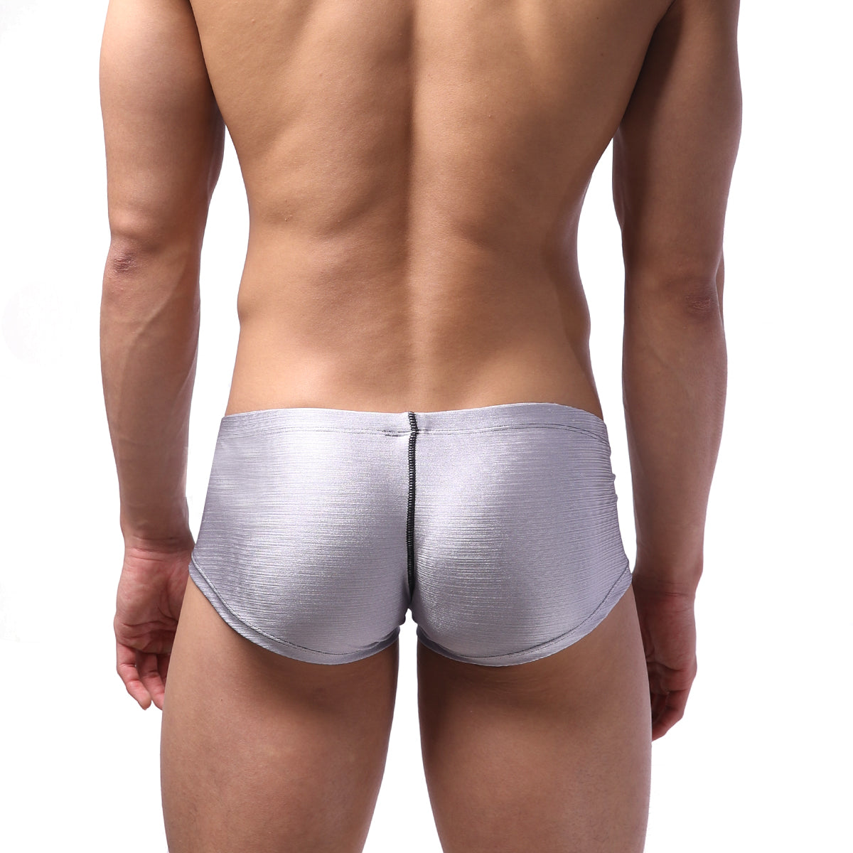 MetroMaleWear Oscar boxer gray silver metallic briefs with subtle textured pattern and central zipper detail