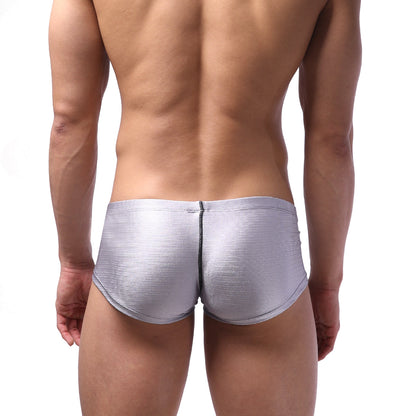 MetroMaleWear Oscar boxer gray silver metallic briefs with subtle textured pattern and central zipper detail