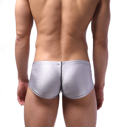 MetroMaleWear Oscar boxer gray silver metallic briefs with subtle textured pattern and central zipper detail