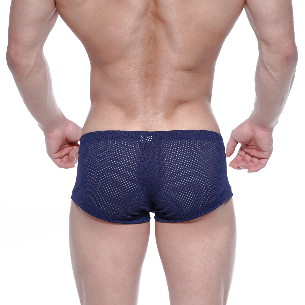 Navy blue mesh briefs with a subtle patterned waistband from MetroMaleWear Oscar Boxer 2125-28