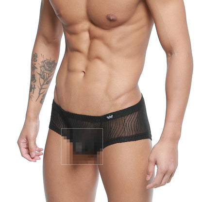 MetroMaleWear Bruma trunk 2125-30 black mesh briefs with subtle wavy pattern and small white logo on waistband