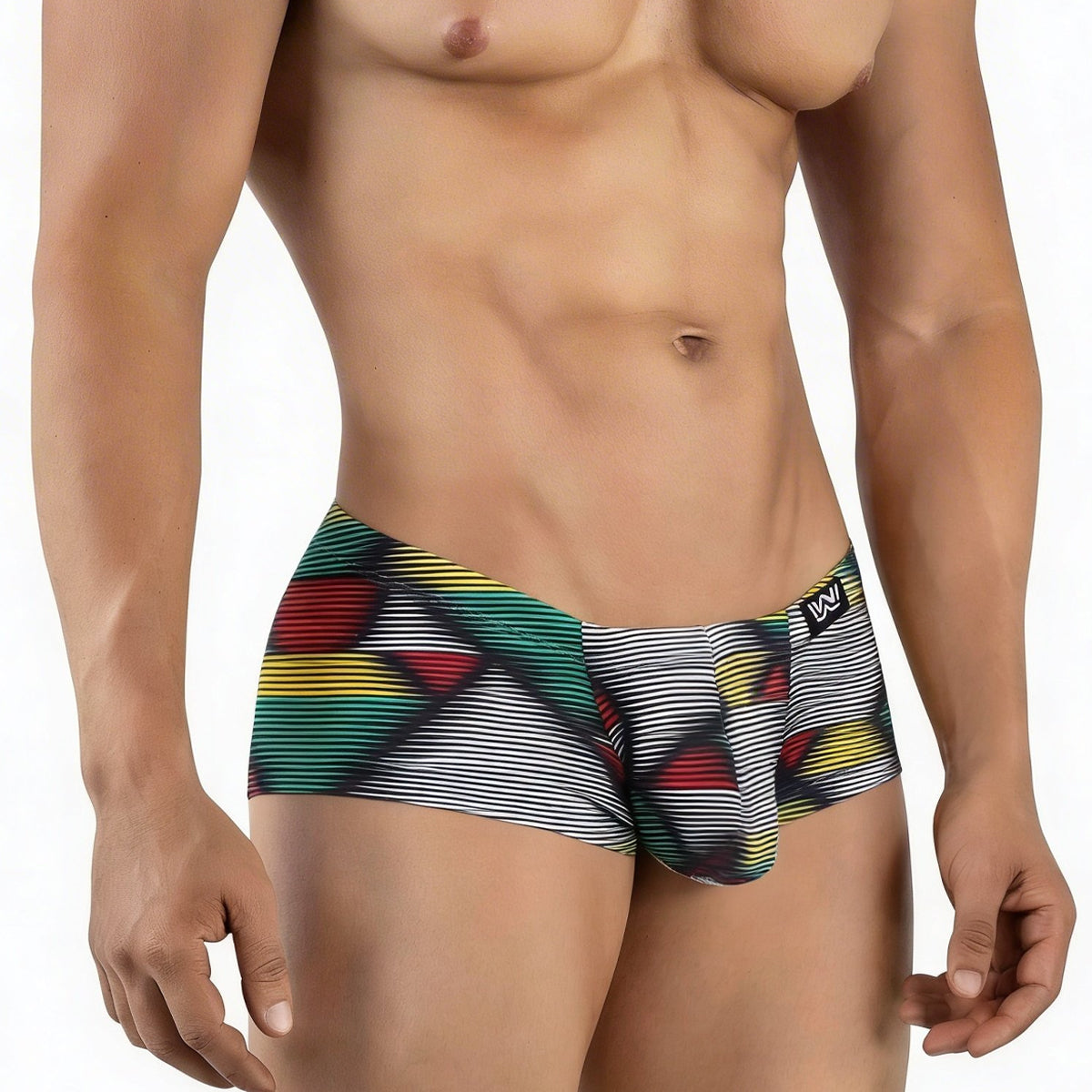 MetroMaleWear Cebada trunk 2125-50 vibrant geometric patterned men’s briefs in red green yellow and black stripes