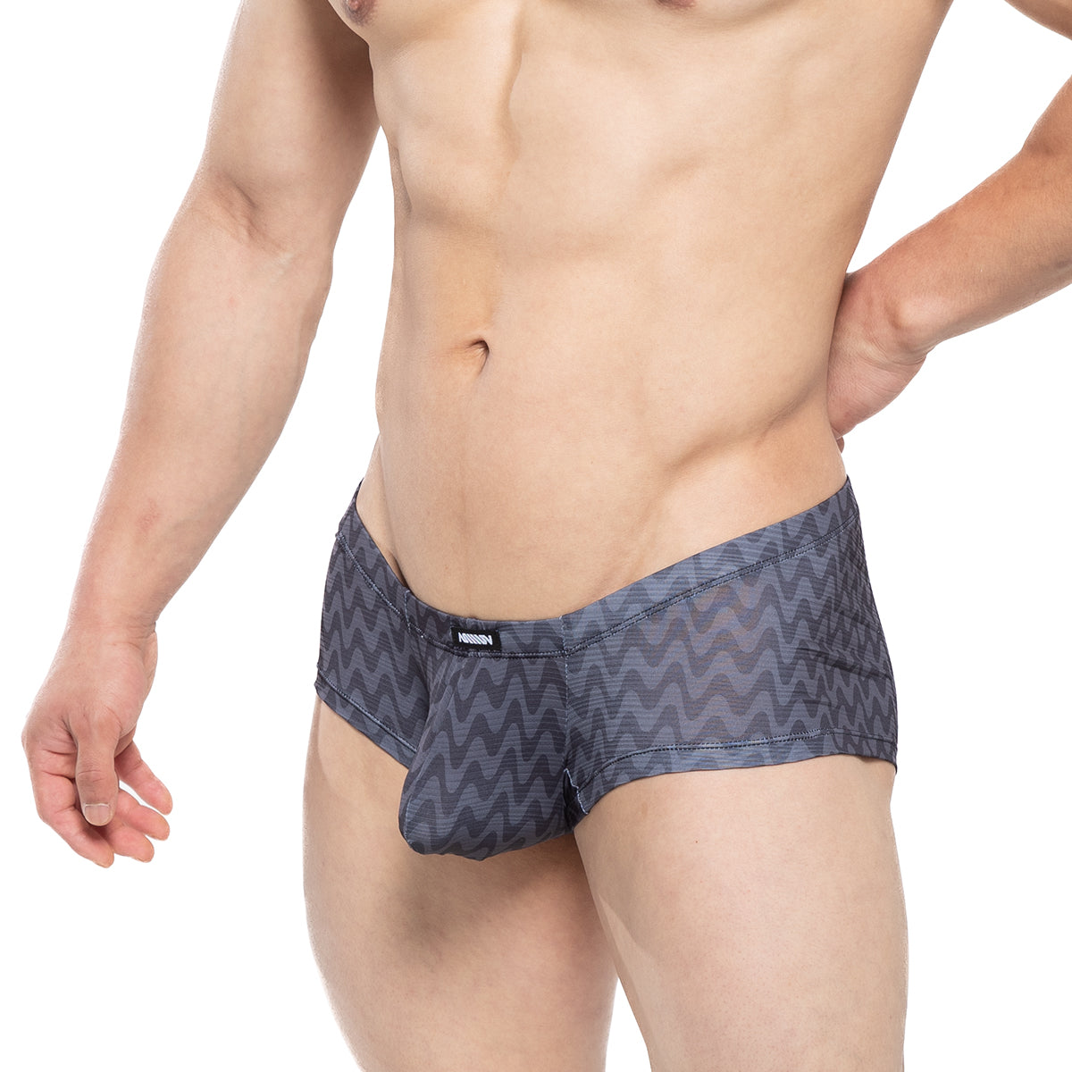 MetroMaleWear Senal trunk gray men’s briefs with gray zigzag pattern snug fit and elastic waistband