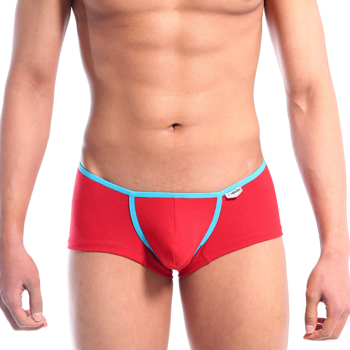 MetroMalewear vigor trunk crimson 2126-12 red men’s briefs with light blue trim and elastic waistband