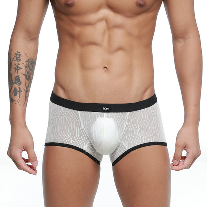 MetroMaleWear Iberico trunk ivory white mesh briefs with black trim and supportive padded crotch area