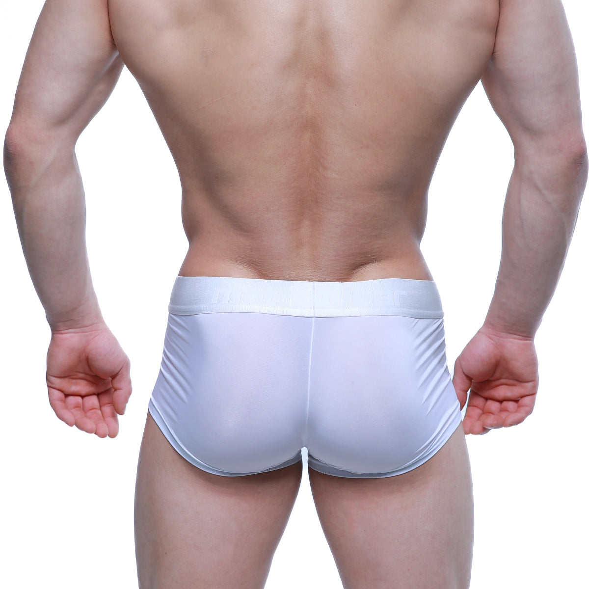 White form-fitting briefs with smooth stretchy fabric and elastic waistband metroMaleWear hincapie trunk white 2129-00
