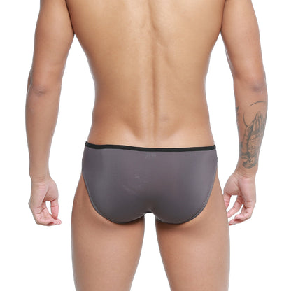 Gray briefs with black elastic waistband metroMalewear arc bikini charcoal 2206-11 for comfortable everyday wear