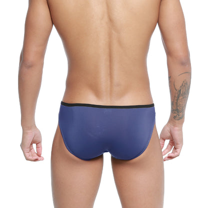 Navy blue metro malewear arc bikini briefs with black elastic waistband comfortable everyday wear