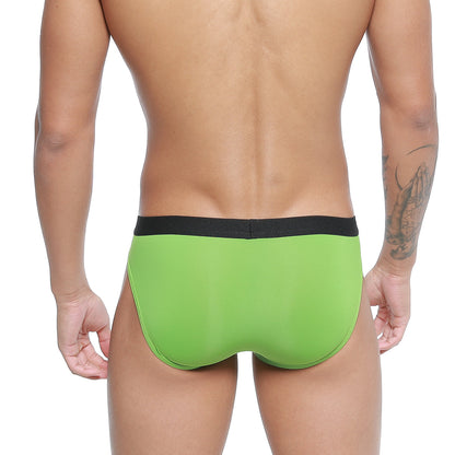 Bright green briefs with black elastic waistband by metromalewear expose brief green 2207-07
