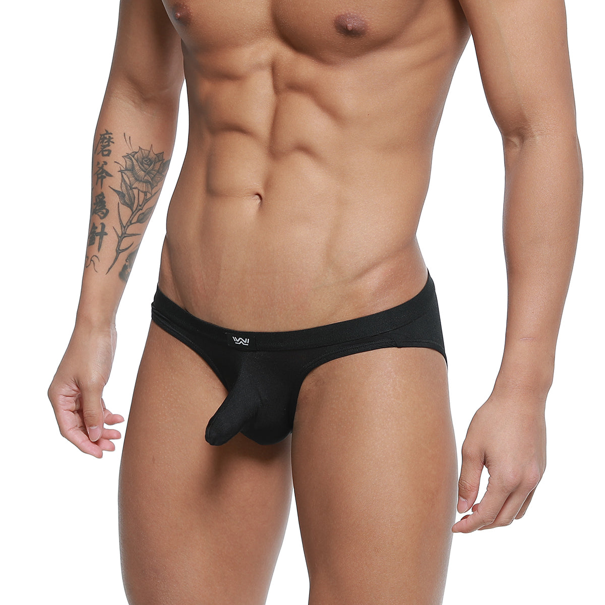 Metro male wear expose brief black 2207-20 men’s briefs with supportive contoured design and white logo on waistband