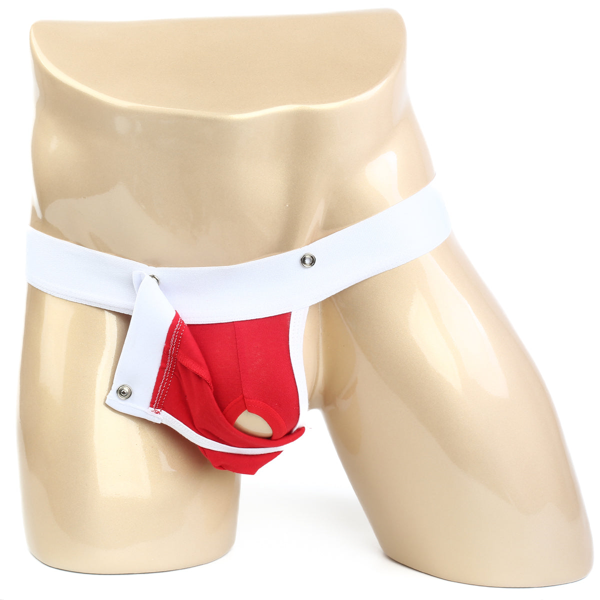 Red and white athletic briefs metro male wear snap g red 2216 12 with buttoned flap design for active use