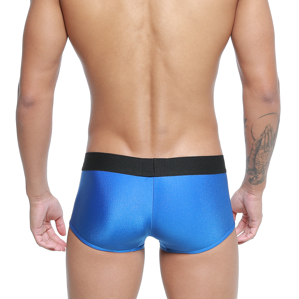 MetroMaleWear snap trunk royal 2223-18 blue metallic briefs with black elastic waistband front view