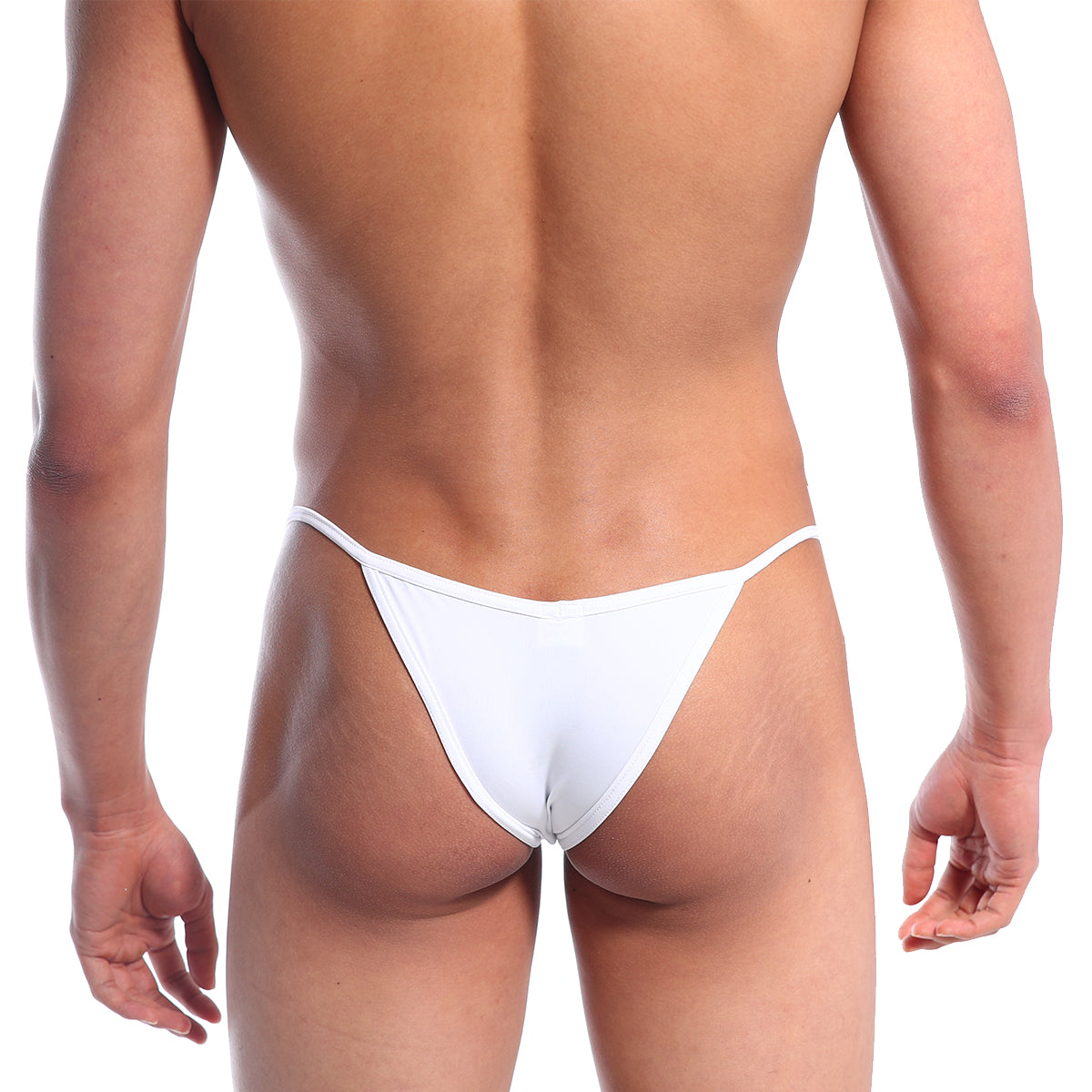 White thong briefs metro male wear v bikini white 2225-00 seamless fabric minimalist design front view