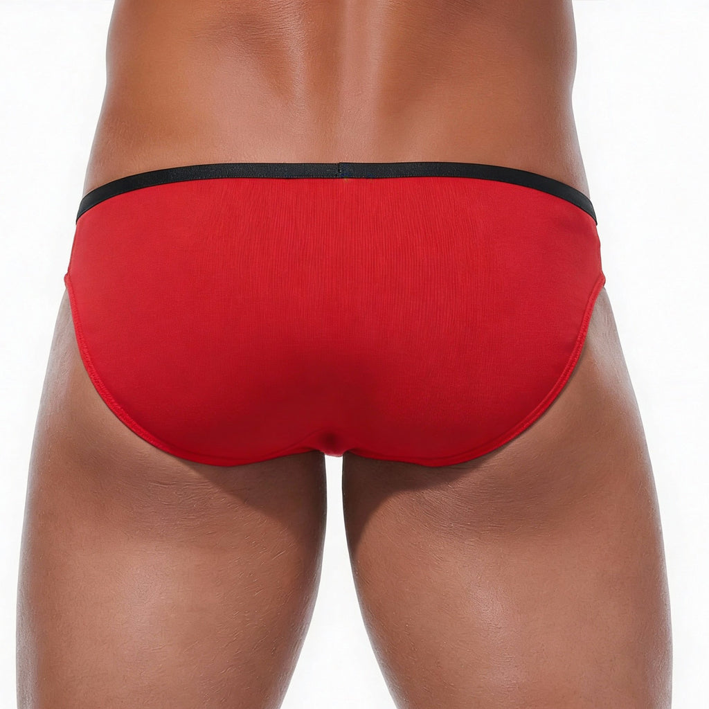 Red metroMalewear Continente brief with black waistband made of comfortable fabric for everyday wear