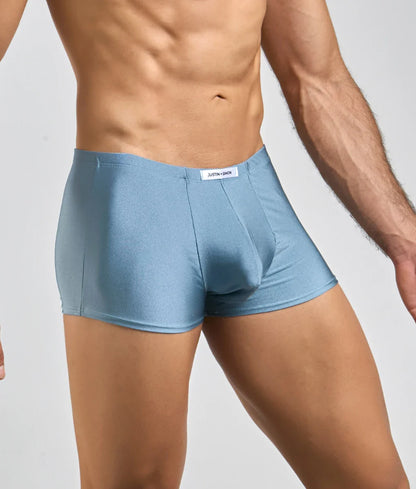 Justin + Simon classic boxer light blue jeans boxer briefs with smooth stretchy fabric and subtle waistband label