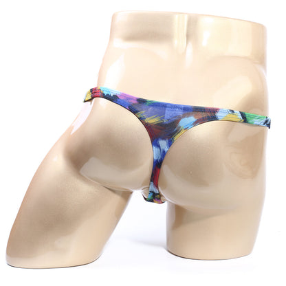 MetroMaleWear primavera thong 2302-75 vibrant multicolored tie-dye with bold abstract pattern in blue purple yellow and green