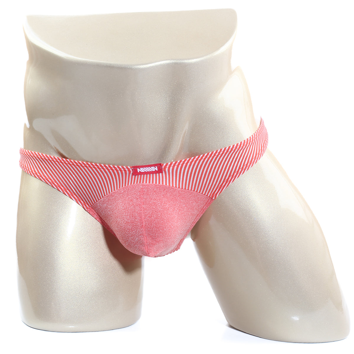 Pink striped cotton briefs with textured front panel from metromalewear awesome thong orange 2302-s02 collection