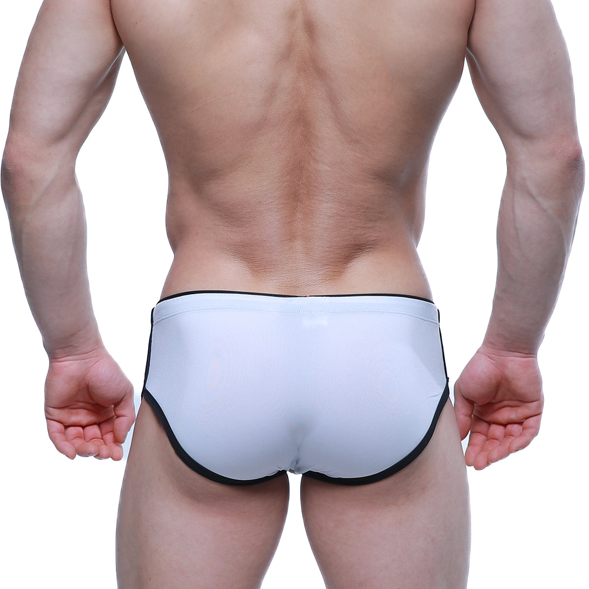 White swim trunks with black trim metroMalewear havana short boxer designed for comfortable beachwear and casual use