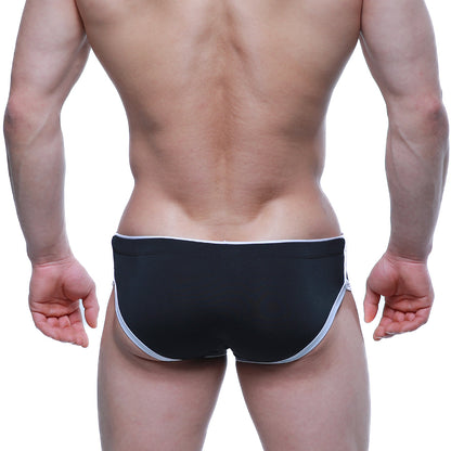 Black briefs with white trim metro male wear havana short boxer black 2323-20 front view