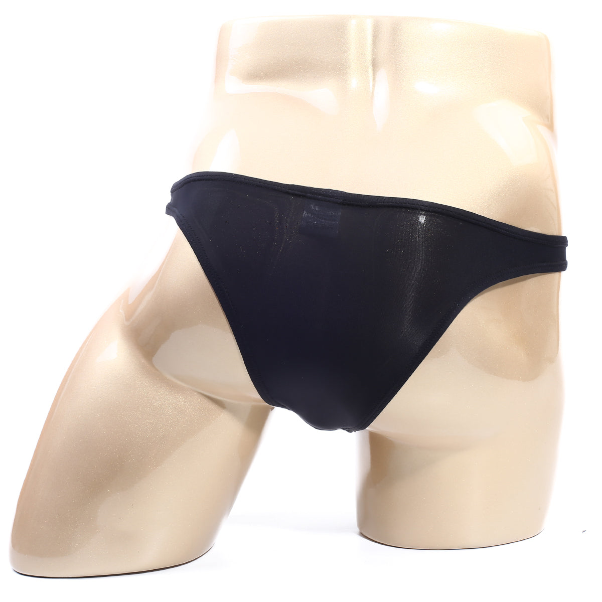 Black glossy mesh thong MetroMaleWear Soto Bikini black 2324-20 displayed on mannequin front view