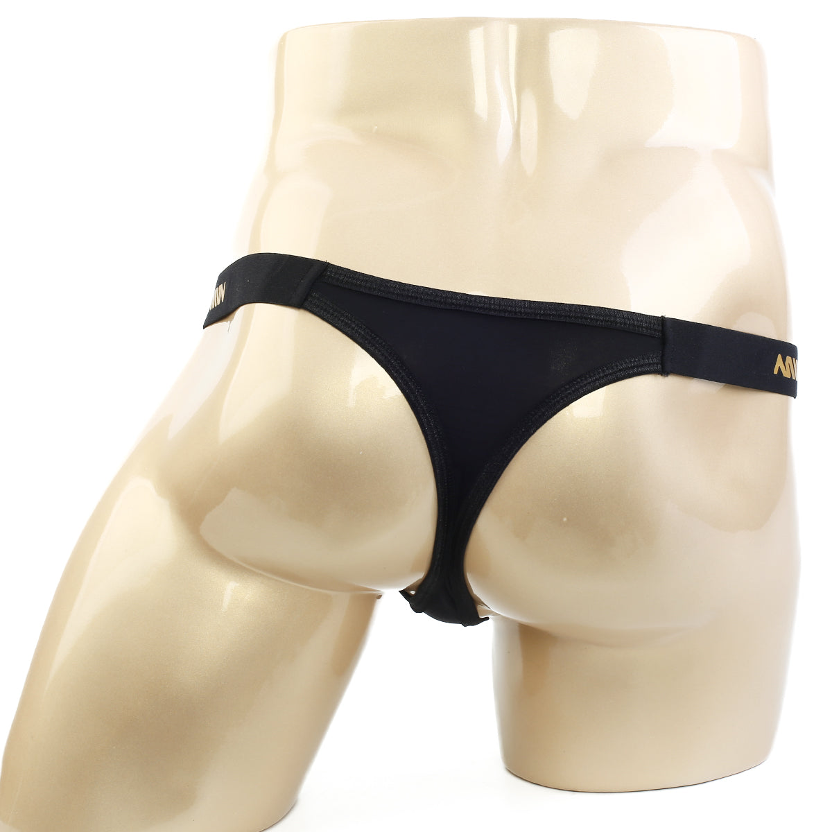 MetroMaleWear estrema black thong with narrow waistband and gold lettering on the sides for stylish comfort