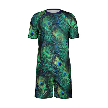Maris Equi Peacock Feather Print Shorts And Top Set For Men