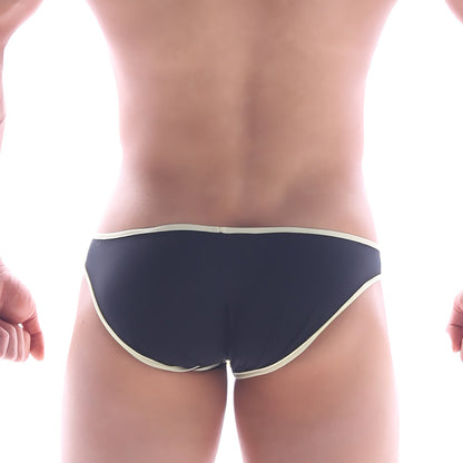 MetroMaleWear Gram Bikini black briefs with cream trim offering comfortable stylish men’s underwear