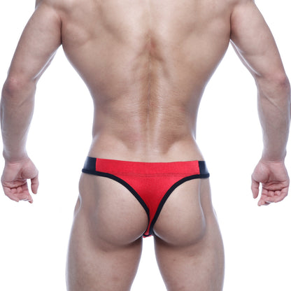 MetroMaleWear Basic thong red 2502-12 in red and black with snug form-fitting design front view