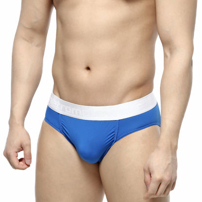 Royal blue metro male wear dolce brief athletic brief with white elastic waistband and subtle logo for active use