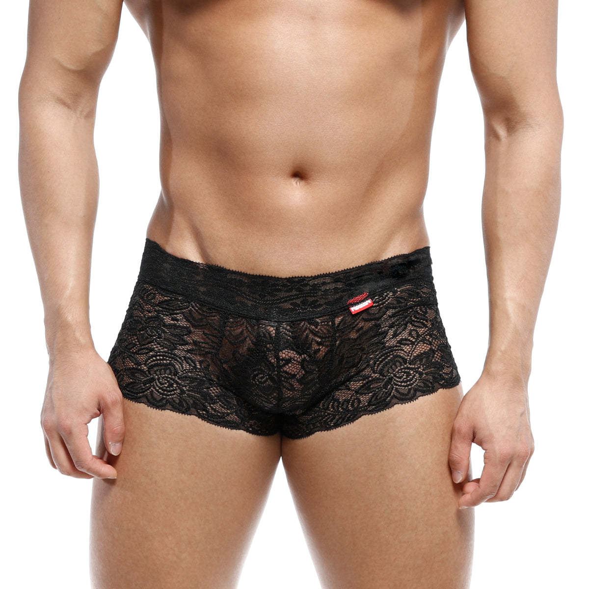 MetroMaleWear lace trunk black 2613-20 fitted men’s underwear with intricate floral lace patterns in black